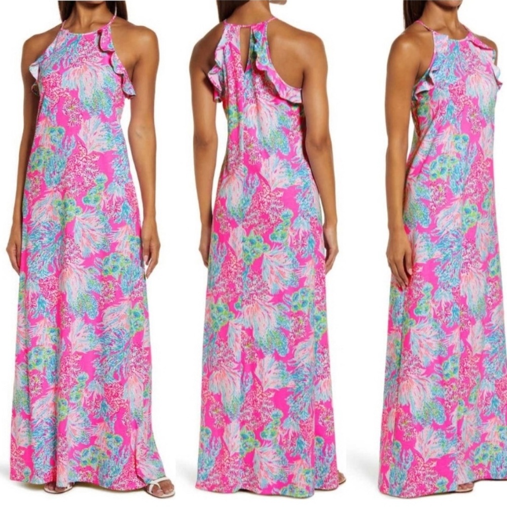 NWT! LILLY PULITZER BILLIE MAXI DRESS, PROSECCO PINK SEAING THINGS